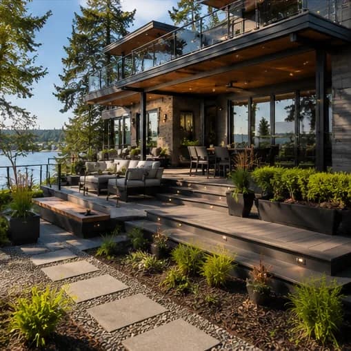 Deck attached to a Pacific Northwest home where ledger rot can begin