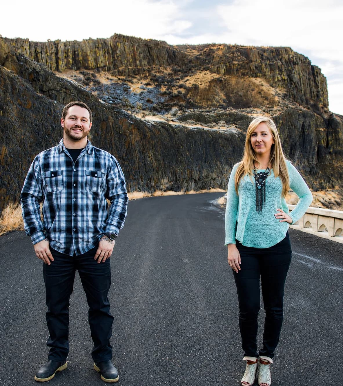 Josh Wight, owner of Busy Beaver Deck Co., with his wife in the Pacific Northwest